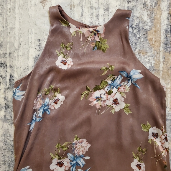 Final Touch Women's Grey-Purple Mauve Floral Sleeveless short dress in sz Large - Picture 4 of 9